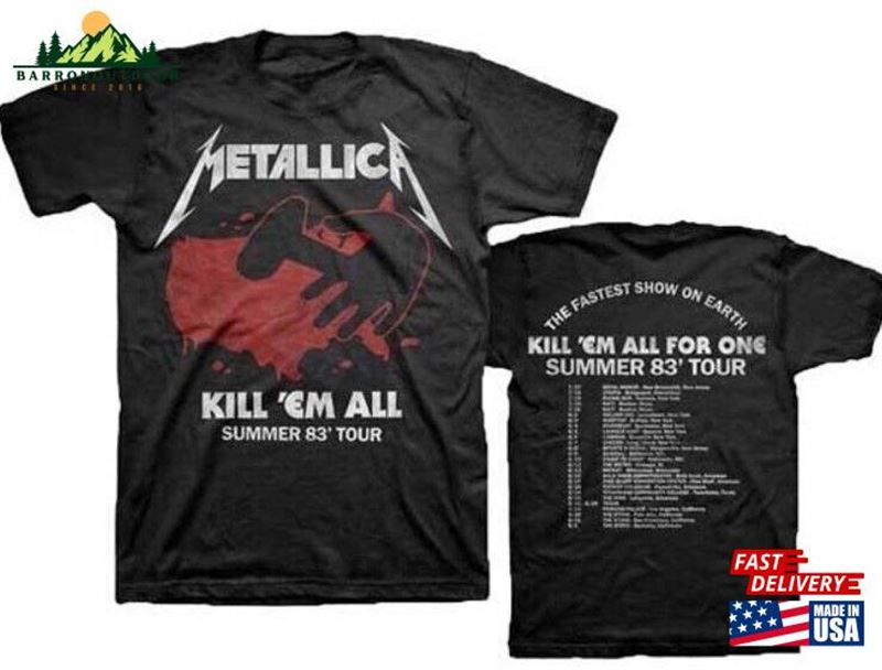 New Metallica Kill Em All For One 1983 Tour Band T-Shirt Summer 83'Sweatshirt New Metallica Kill Em All For One 1983 Tour Band T-Shirt Summer 83'Sweatshirt