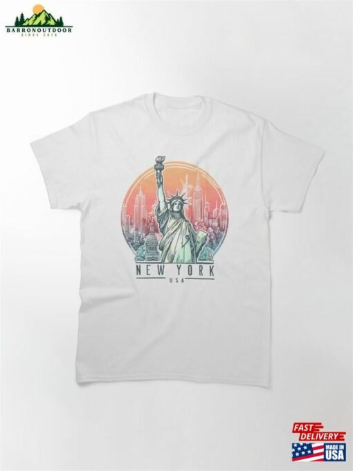 New York City Watercolor Illustration Classic T-Shirt Unisex
