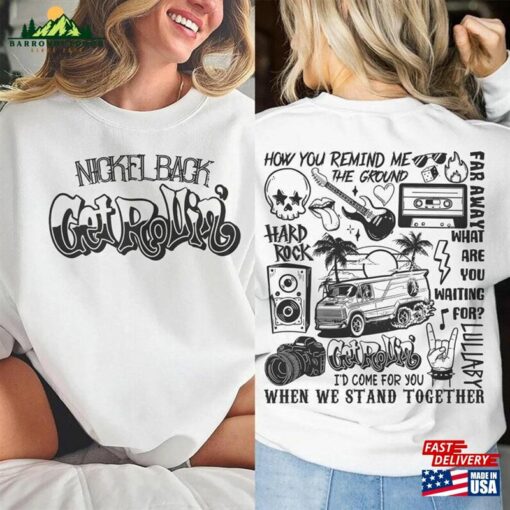 Nickel Back Doodle Art Shirt Vintage Merch Lyric Album Tattoo Design Retro Tour Get Rollin Concert 2023 Da1306dt Hoodie Classic