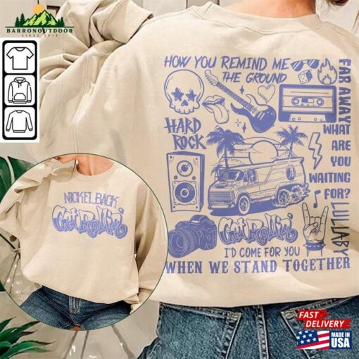 Nickelback Doodle Art Shirt Vintage Merch Lyric Album Tattoo Design Retro Tour Get Rollin Concert 2023 V1 Da1306dt Unisex Classic