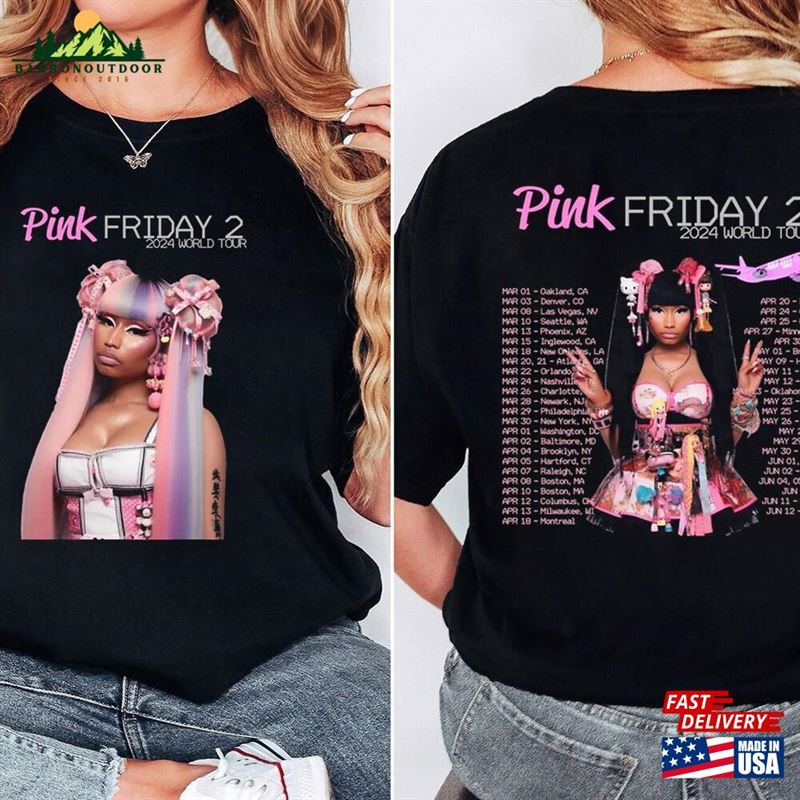 Nicki Minaj 2 Sided Shirt Tour Pink Friday Airbrush Unisex Classic Nicki Minaj 2 Sided Shirt Tour Pink Friday Airbrush Unisex Classic