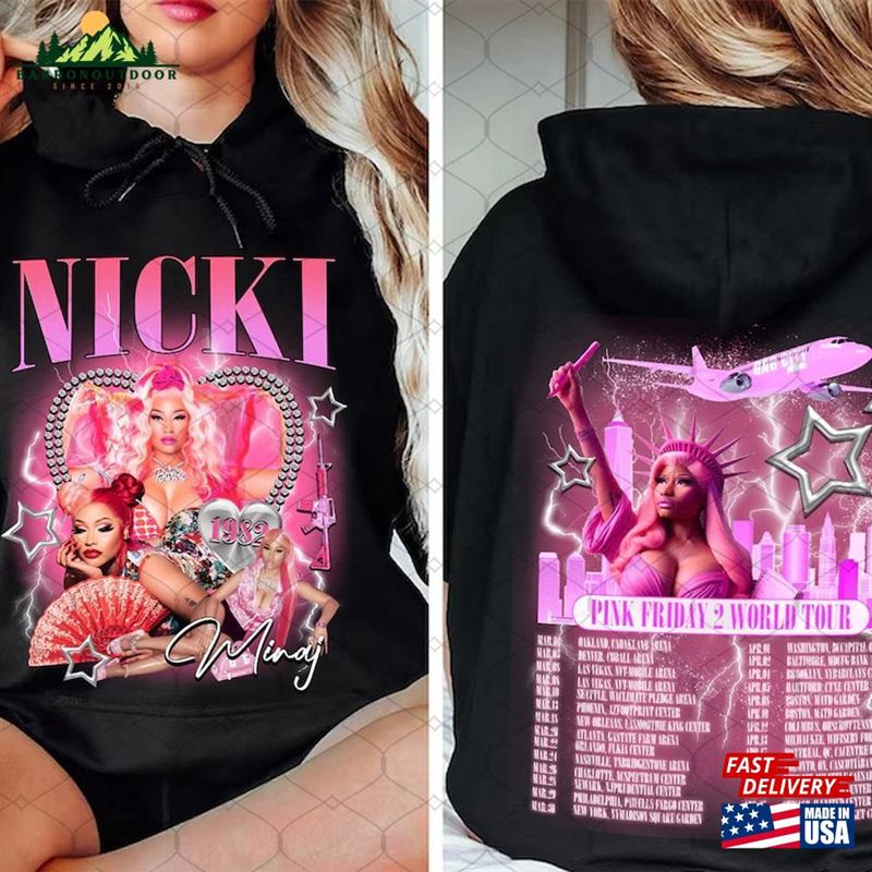 Nicki Minaj Double Sided Shirt Tour 2024 Pink Friday 2 Airbrush Classic Unisex Nicki Minaj Double Sided Shirt Tour 2024 Pink Friday 2 Airbrush Classic Unisex