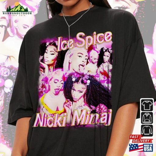 Nicki Minaj X Ice Spice Vintage Rap Shirt Homage Barbie World 90S Y2k Sweatshirt Unisex T-Shirt