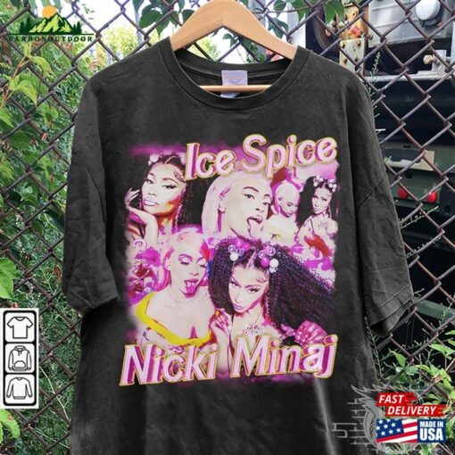 Nicki Minaj X Ice Spice Vintage Rap Shirt Homage Barbie World 90S Y2k Sweatshirt Unisex T-Shirt