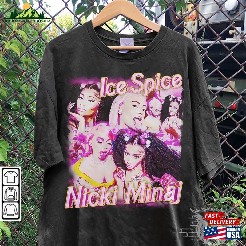 Nicki Minaj X Ice Spice Vintage Rap Shirt Homage Barbie World 90S Y2k Sweatshirt Unisex T-Shirt Nicki Minaj X Ice Spice Vintage Rap Shirt Homage Barbie World 90S Y2k Sweatshirt Unisex T-Shirt