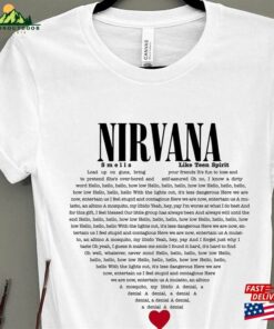Nirvana Smells Like Teen Spirit Lyric T-Shirt Vintage Inspired Rock N Roll V Neck Sweatshirt Nirvana Smells Like Teen Spirit Lyric T-Shirt Vintage Inspired Rock N Roll V Neck Sweatshirt