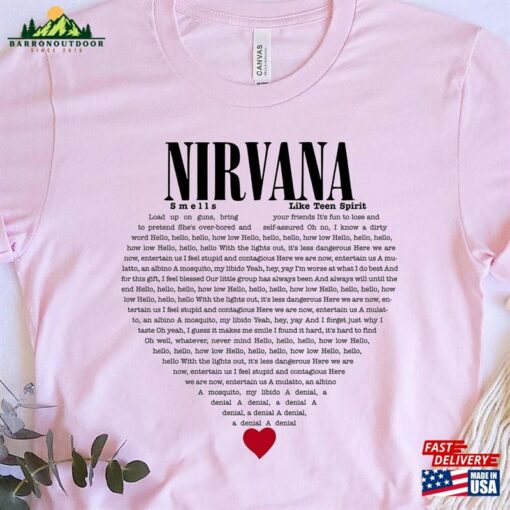 Nirvana Smells Like Teen Spirit Lyric T-Shirt Vintage Inspired Rock N Roll V Neck Sweatshirt