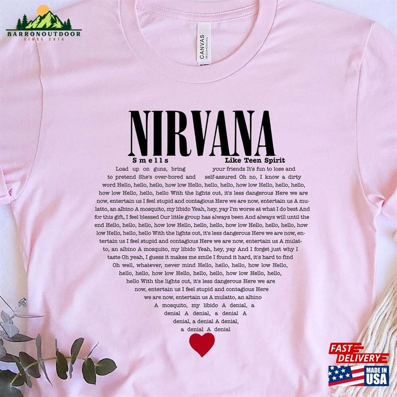 Nirvana Smells Like Teen Spirit Lyric T-Shirt Vintage Inspired Rock N Roll V Neck Sweatshirt Nirvana Smells Like Teen Spirit Lyric T-Shirt Vintage Inspired Rock N Roll V Neck Sweatshirt