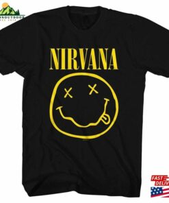 Nirvana Yellow Happy Face Black T-Shirt Sweatshirt Unisex 1 Nirvana Yellow Happy Face Black T Shirt Sweatshirt Unisex 2