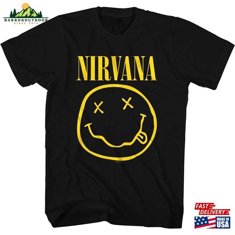 Nirvana Yellow Happy Face Black T-Shirt Sweatshirt Unisex Nirvana Yellow Happy Face Black T-Shirt Sweatshirt Unisex