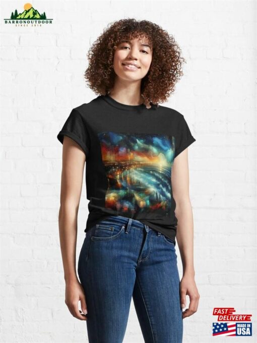 Nocturnal Tranquility Moody Coastal Scenery At Night Classic T-Shirt
