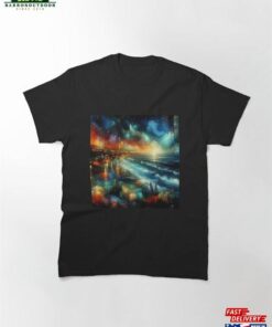 Nocturnal Tranquility Moody Coastal Scenery At Night Classic T Shirt 2