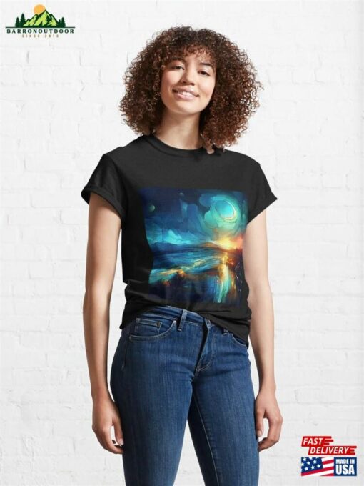 Nocturnal Tranquility Moody Coastal Scenery At Night Classic T-Shirt Sweatshirt