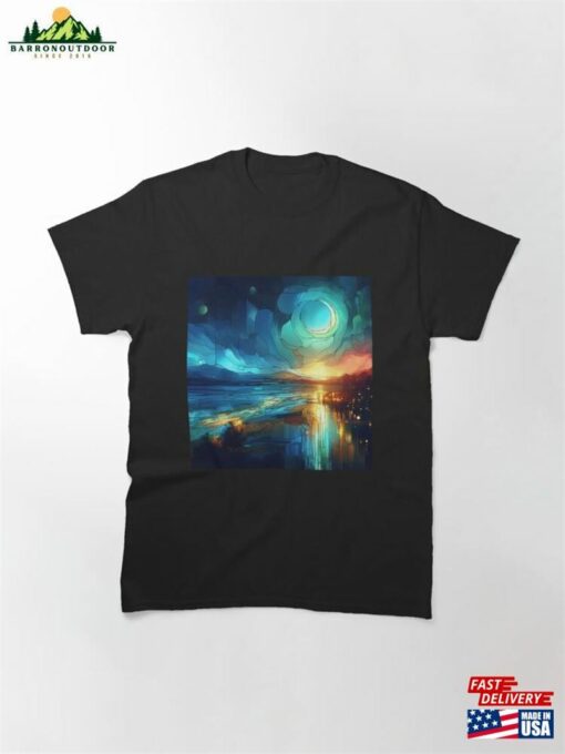 Nocturnal Tranquility Moody Coastal Scenery At Night Classic T-Shirt Sweatshirt