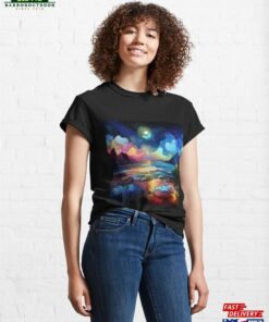 Nocturnal Tranquility Moody Coastal Scenery At Night Classic T Shirt Unisex 1