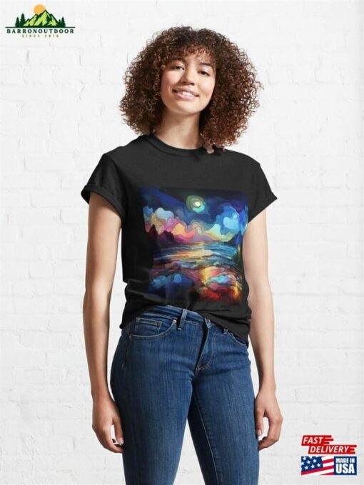Nocturnal Tranquility Moody Coastal Scenery At Night Classic T-Shirt Unisex