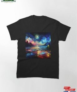 Nocturnal Tranquility Moody Coastal Scenery At Night Classic T-Shirt Unisex 1 Nocturnal Tranquility Moody Coastal Scenery At Night Classic T Shirt Unisex 2