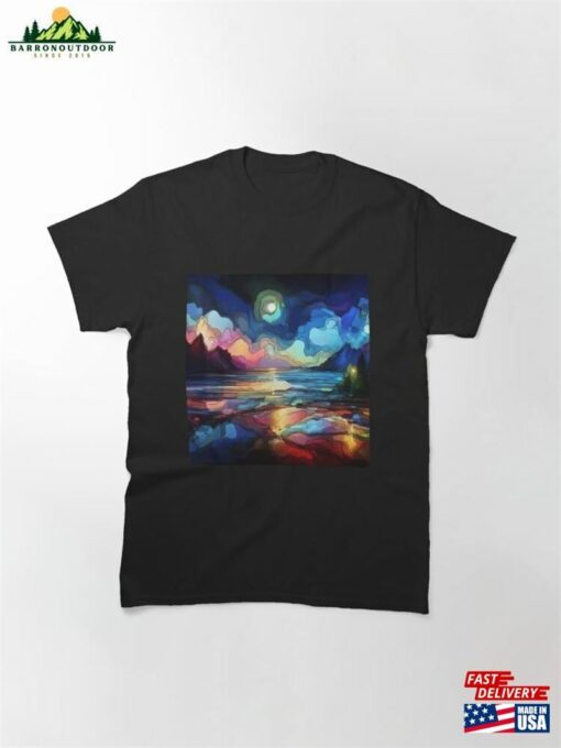 Nocturnal Tranquility Moody Coastal Scenery At Night Classic T-Shirt Unisex