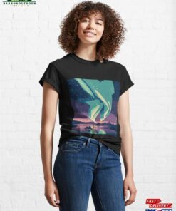 Northern Lights In The Starry Sky Classic T Shirt Unisex 1