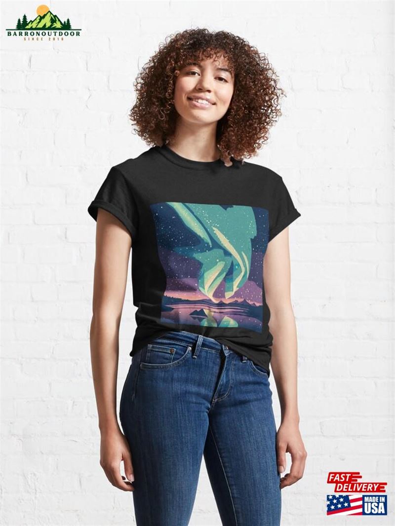 Northern Lights In The Starry Sky Classic T-Shirt Unisex Northern Lights In The Starry Sky Classic T-Shirt Unisex