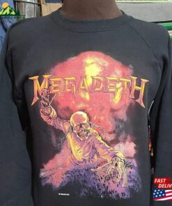 Nos Vintage 1987 Megadeth Heavy Metal Peace Glam Rock Concert Tour 80S Music Fan Band Pullover Sweater Sweatshirt Hoodie Classic 1