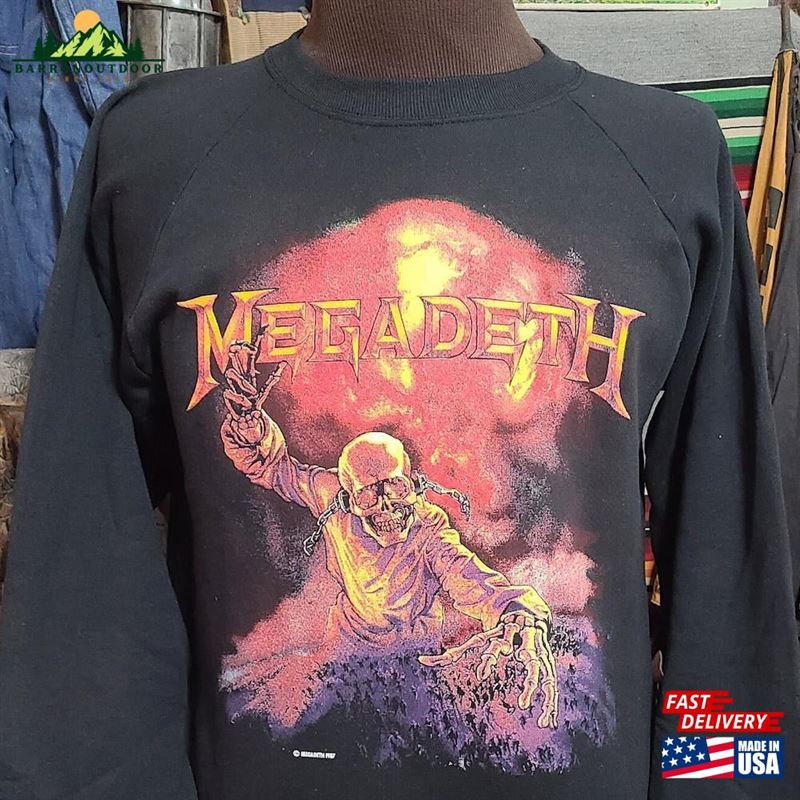 Nos Vintage 1987 Megadeth Heavy Metal Peace Glam Rock Concert Tour 80S Music Fan Band Pullover Sweater Sweatshirt Hoodie Classic Nos Vintage 1987 Megadeth Heavy Metal Peace Glam Rock Concert Tour 80S Music Fan Band Pullover Sweater Sweatshirt Hoodie Classic