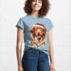 Nova Scotia Duck Tolling Retriever In Christmas Hat Classic T-Shirt Unisex