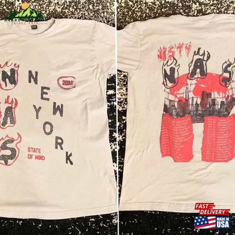 Ny State Of Mind Tour 2023 Tee Nas Wu Tang Clan Merch Concert T-Shirt Hoodie Ny State Of Mind Tour 2023 Tee Nas Wu Tang Clan Merch Concert T-Shirt Hoodie