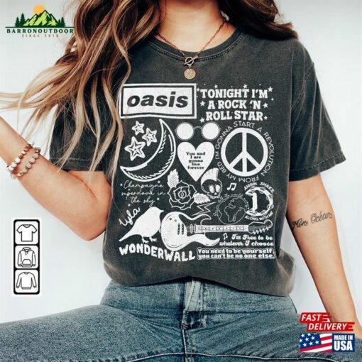 Oasis Doodle Art Shirt Vintage Album Lyrics Merch Tee Sweatshirt Hoodie T-Shirt Classic