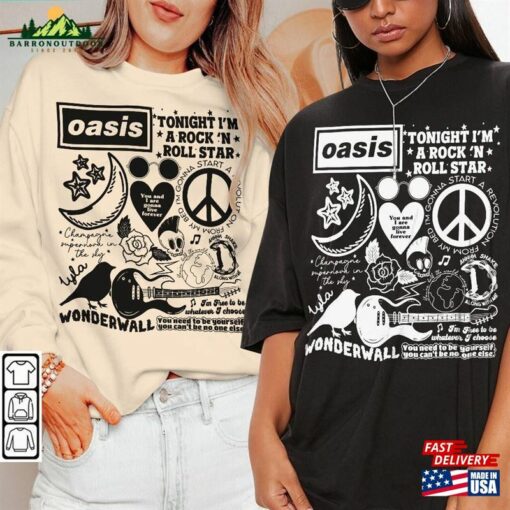 Oasis Doodle Art Shirt Vintage Album Lyrics Merch Tee Sweatshirt Hoodie T-Shirt Classic