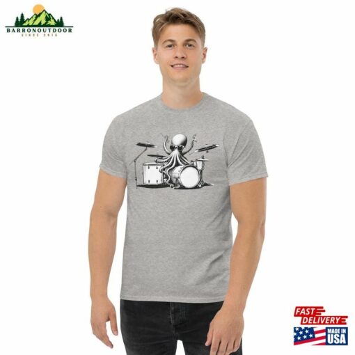 Octopus Drummer Black And White Musical Funny Set Gift Idea Tee T Shirt Graphic Hoodie Unisex