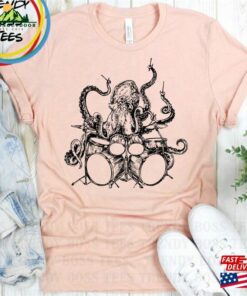 Octopus Playing Drums Retro Unisex Shirt T-Shirt Octopus Playing Drums Retro Unisex Shirt T-Shirt