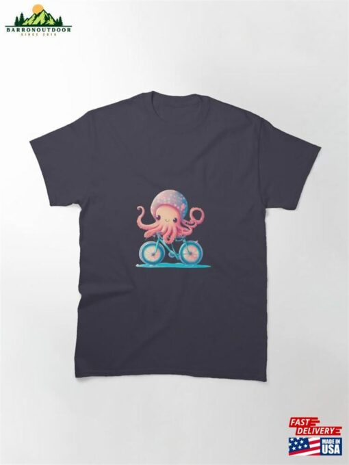Octopus Riding A Bicycle Classic T-Shirt Hoodie Unisex