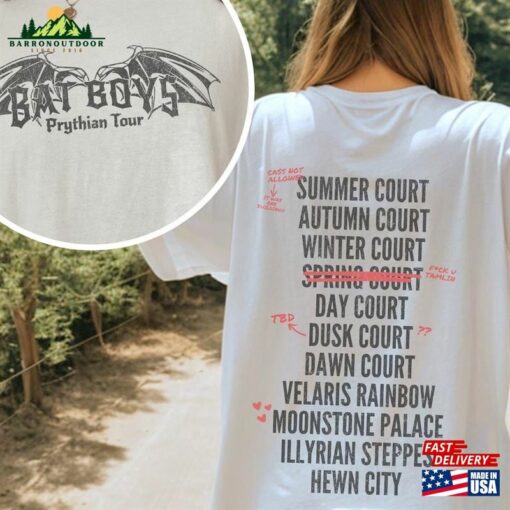 Officially Licensed Bat Boys Prythian Tour Distressed Bookish Band Tee Acotar Merch Rhysand Bookworm T-Shirt Hoodie