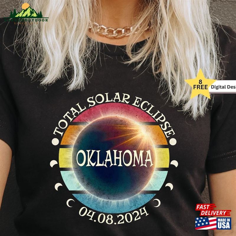 Oklahoma Total Solar Eclipse April 8Th 2024 Digital Download North America Tour Png Unisex T-Shirt Oklahoma Total Solar Eclipse April 8Th 2024 Digital Download North America Tour Png Unisex T-Shirt