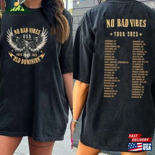 Old Dominion Concert 2023 T-Shirt Vintage No Bad Vibes Tour Shirt Unisex
