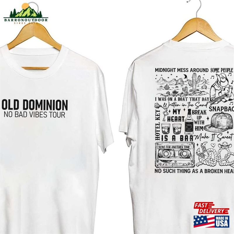 Old Dominion No Bad Vibes Tour 2023 Shirt Concert Both Sides Music T-Shirt Classic Old Dominion No Bad Vibes Tour 2023 Shirt Concert Both Sides Music T-Shirt Classic
