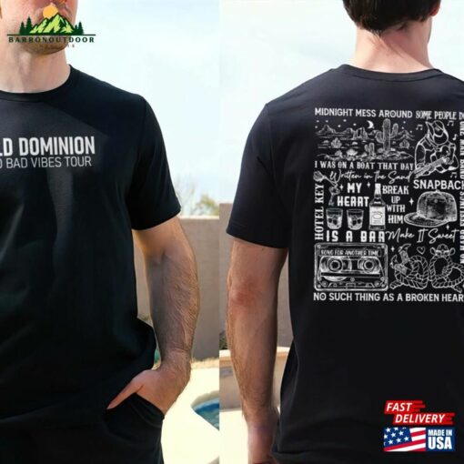 Old Dominion No Bad Vibes Tour 2023 Shirt Concert Both Sides Music T-Shirt Unisex