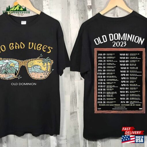Old Dominion No Bad Vibes Tour 2023 T-Shirt Country Music Concert Tee Unisex