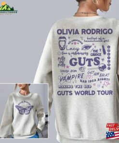 Olivia Rodrigo Guts World Tour 2024 2 Sided Sweatshirt Track List Aesthetic Merch T-Shirt Classic