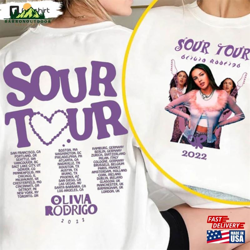Olivia Rodrigo Sour Tour 2023 Sweatshirt Vintage Unisex T-Shirt Hoodie Classic Olivia Rodrigo Sour Tour 2023 Sweatshirt Vintage Unisex T-Shirt Hoodie Classic
