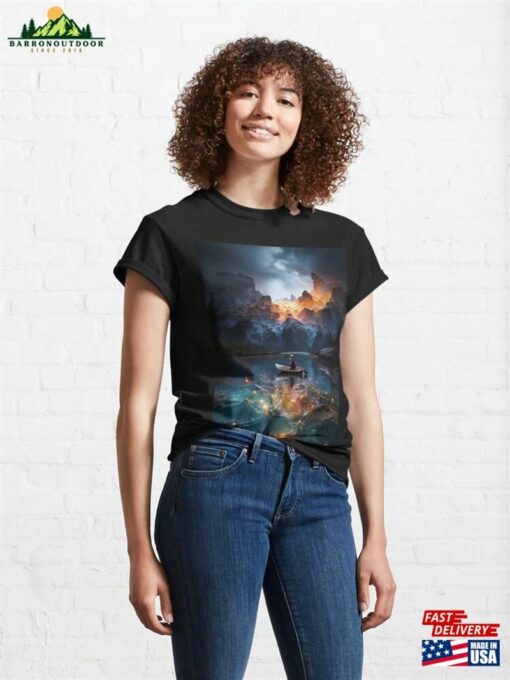 One Of A Kind Art Oil Painting Beautiful Scenes Wilderness Kayak B245 Classic T-Shirt Unisex