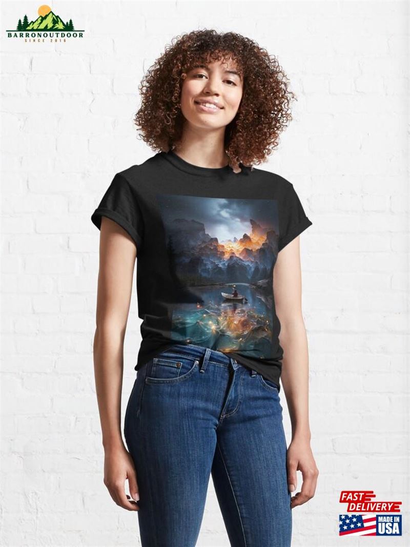 One Of A Kind Art Oil Painting Beautiful Scenes Wilderness Kayak B245 Classic T-Shirt Unisex One Of A Kind Art Oil Painting Beautiful Scenes Wilderness Kayak B245 Classic T-Shirt Unisex