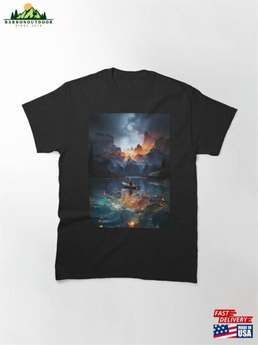 One Of A Kind Art Oil Painting Beautiful Scenes Wilderness Kayak B245 Classic T-Shirt Unisex