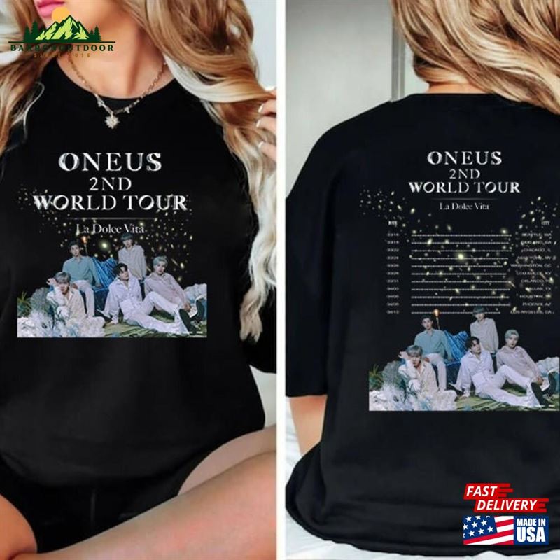 Oneus 2Nd World Tour La Dolce Vita Tee Shirt Vintage Album Dole T-Shirt Classic Oneus 2Nd World Tour La Dolce Vita Tee Shirt Vintage Album Dole T-Shirt Classic