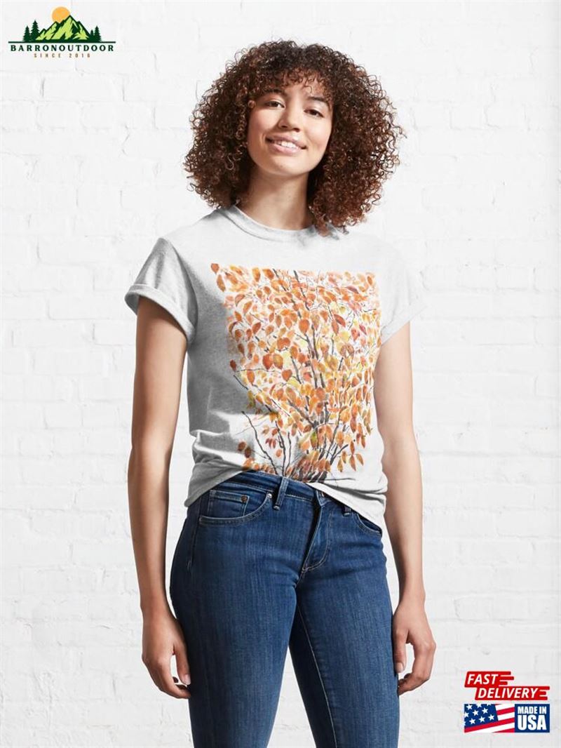 Orange And Yellow Autumn Cherry Tree Classic T-Shirt Unisex Orange And Yellow Autumn Cherry Tree Classic T-Shirt Unisex