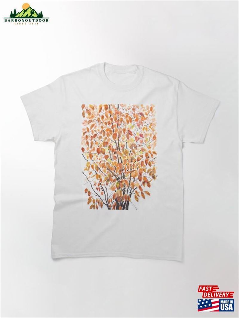 Orange And Yellow Autumn Cherry Tree Classic T-Shirt Unisex Orange And Yellow Autumn Cherry Tree Classic T-Shirt Unisex