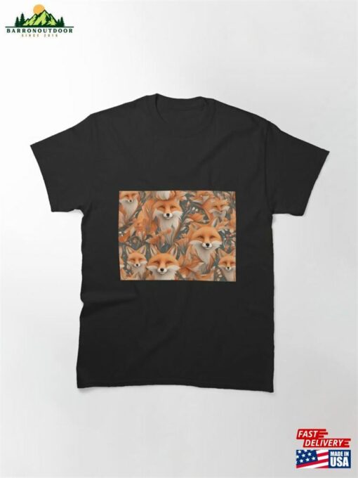 Orange Fox Seamless Pattern Background Classic T-Shirt Hoodie Unisex