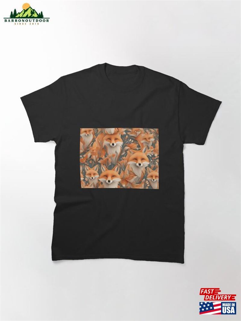Orange Fox Seamless Pattern Background Classic T-Shirt Hoodie Unisex Orange Fox Seamless Pattern Background Classic T-Shirt Hoodie Unisex
