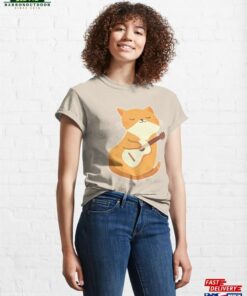 Orange Guitarist Cat Acoustic Guitar Classic T-Shirt Unisex